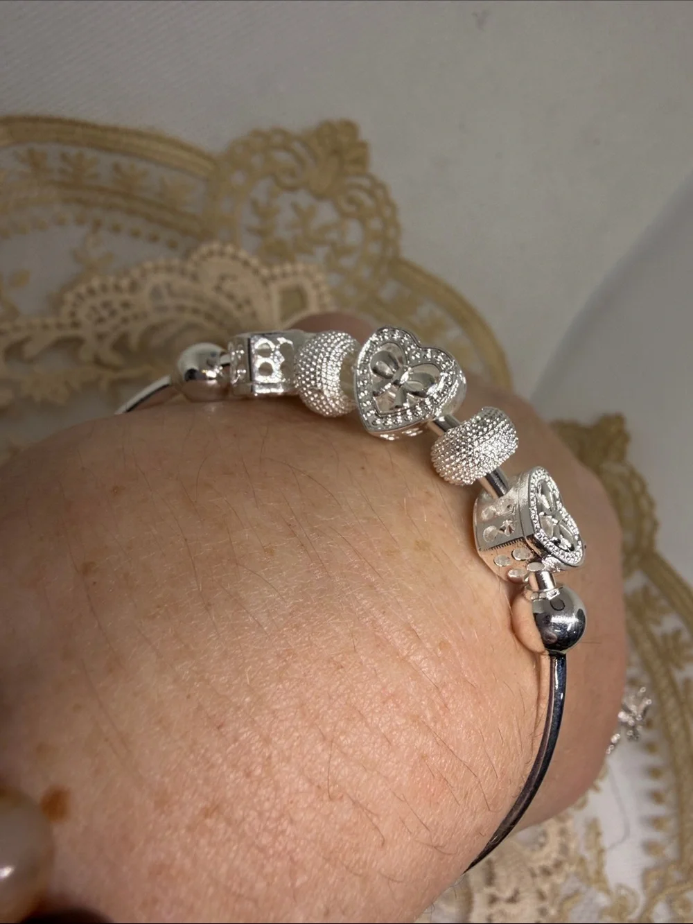 925 Sterling Silver Heart Bow Charm Bracelet | Curated Maximalism Romantic